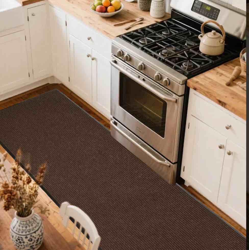 WANLISELL 3 x 16 ft Commercial Carpet  Non-Slip Entrance Stripe Mat  Indoor/Outdoor Hallway Runner Rug  Brown