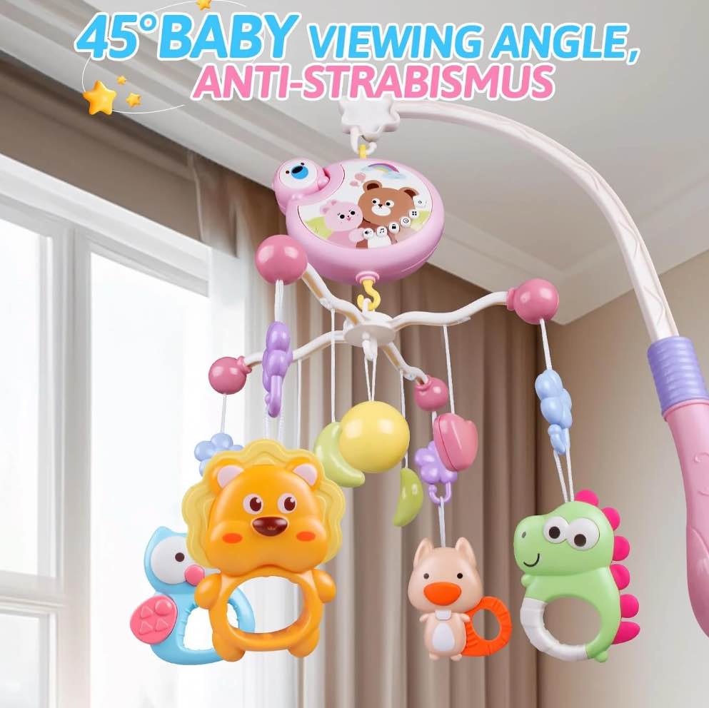 Baby Mobile Toys, Music Mobile Hanging Toys,Hanging Rotating Rattles with Light