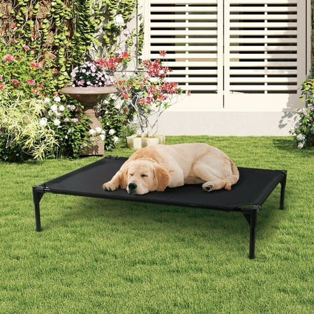 DEROFIT Elevated Dog Bed for Medium & Large Dogs Durable Dog Cot with Washable Mesh Portable Cooling Raised Pet Bed Black