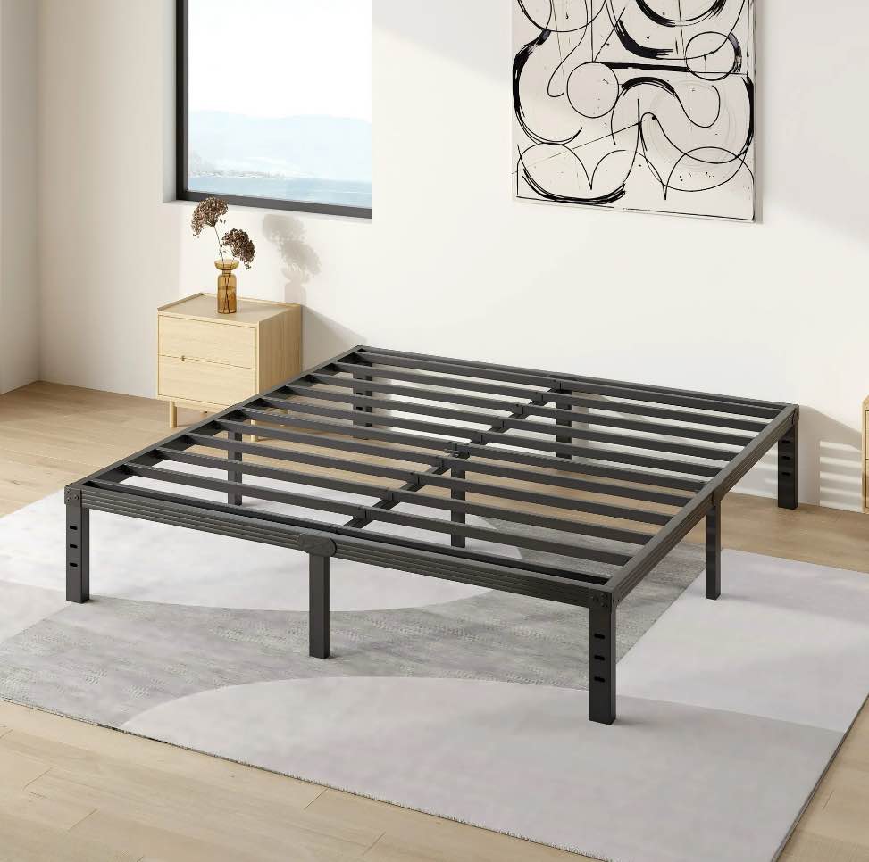 COMASACH 14 inch King Bed Frame, Easy Assembly, No Box Spring Needed, Heavy Duty Metal Platform King Size, Noise Free, Black