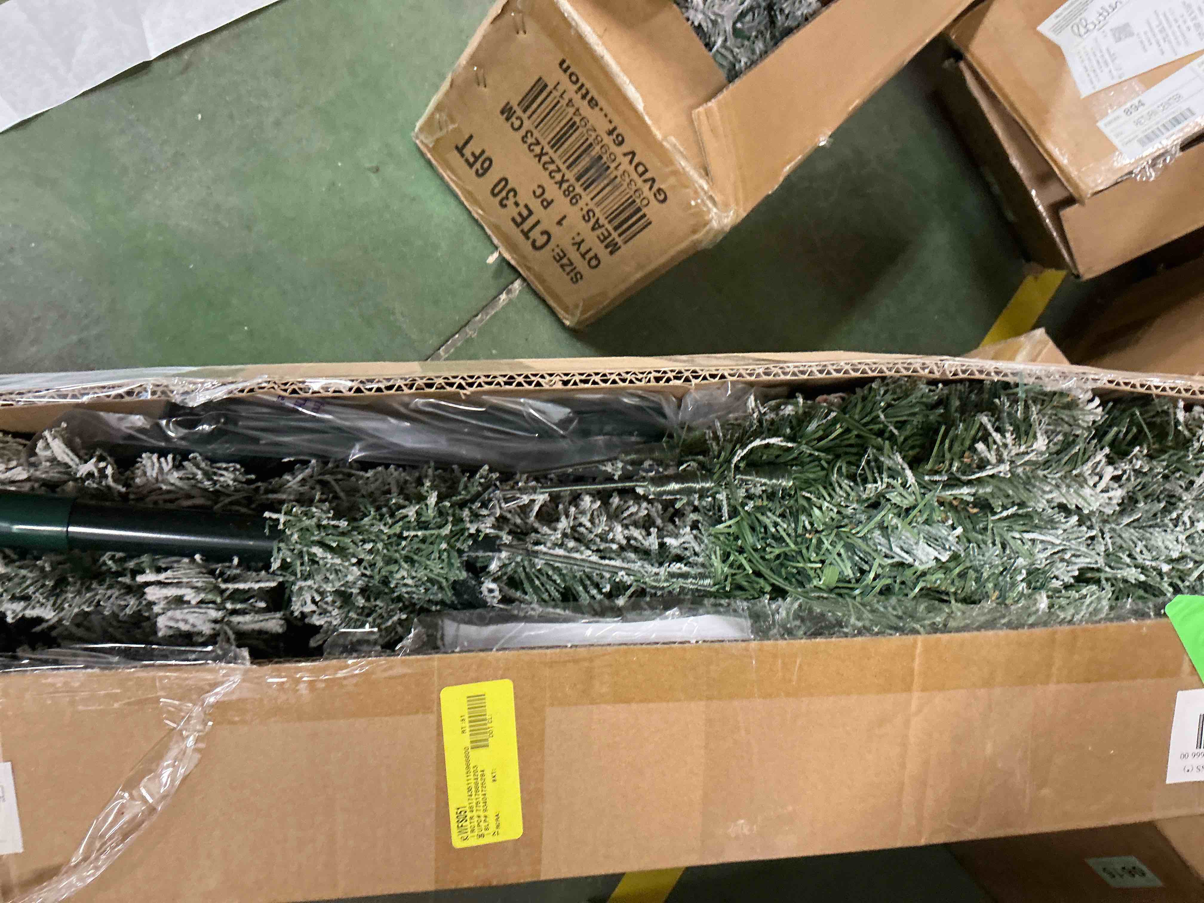 Condition photo showing New/Like New for Qunler 7ft Pre-Lit Snow Flocked Pencil Christmas Tree, Artificial Slim Xmas Tree with Warm White & 10 Modes Multicolor Lights for Holiday Decor