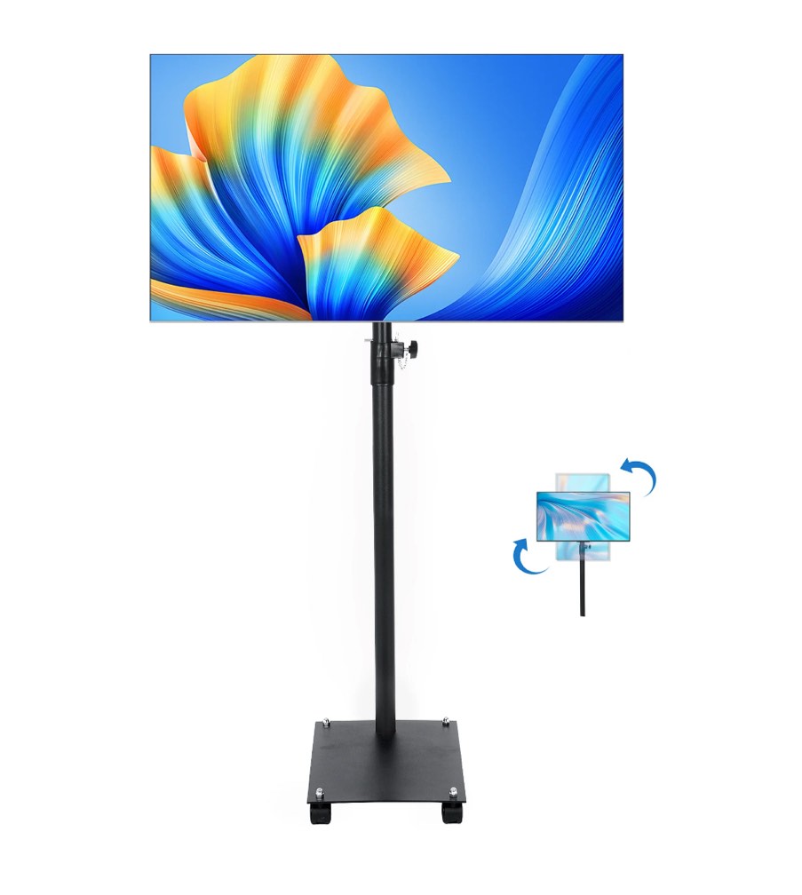 Qunbio Mobile Rolling TV Floor Stand Cart, TV Mount Stand with Lockable Wheels and Adjustable Height, Fit for 12-42 inch TVs