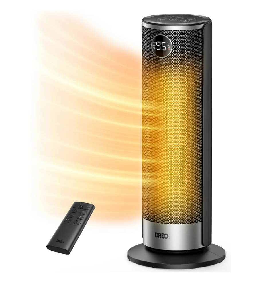 DREO Space Heater for Inside, 1500W Electric Heater with Dual-DC Motor, PTC Ceramic Heating & 8-Layer Safety Protection, ECO Mode, Precise Thermostat, 12H Timer & 20" Heaters for Home Office