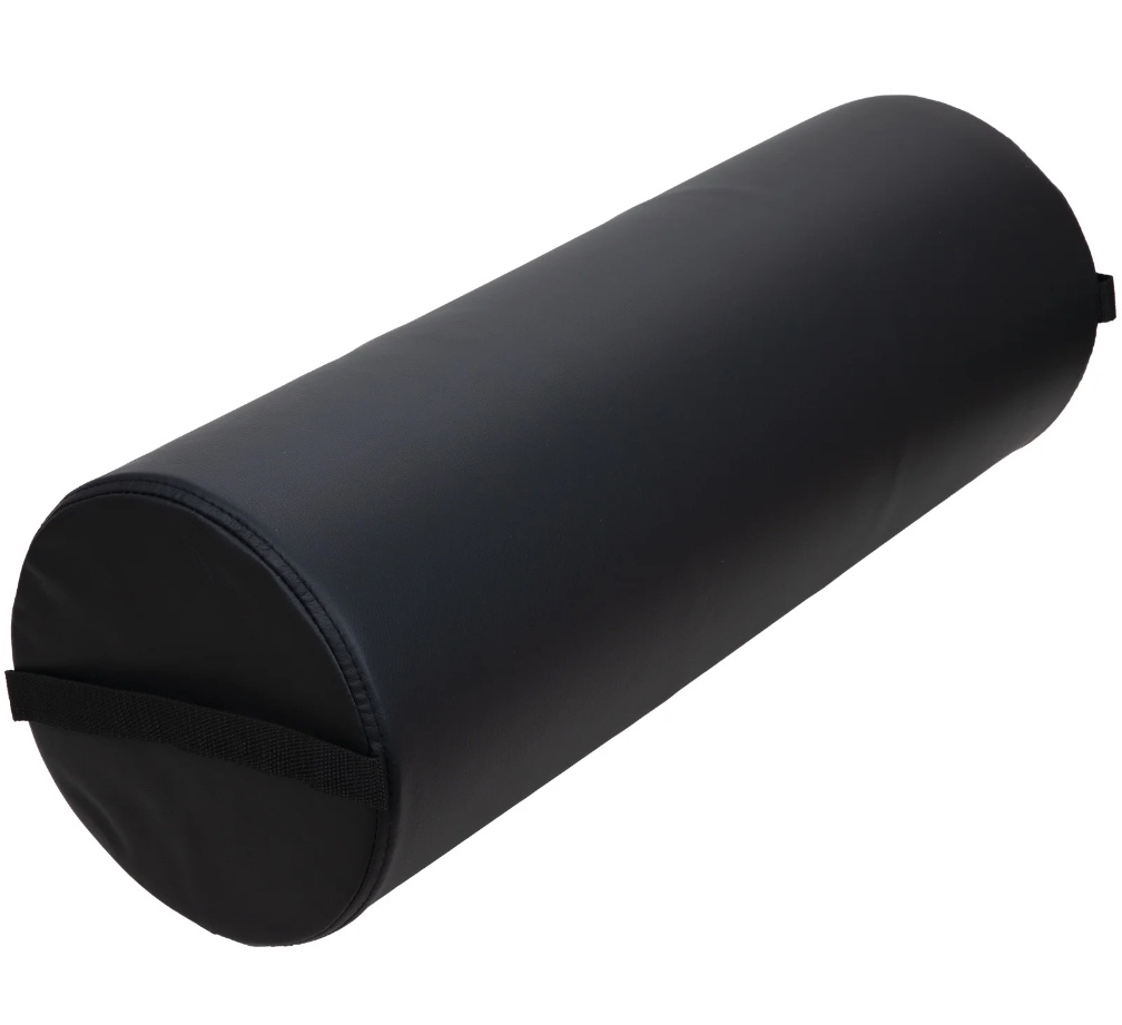 ForPro Jumbo Full Round Bolster Pillow, Black, Oil and Stain-Resistant, for Massage and Yoga, 9” R x 26” L