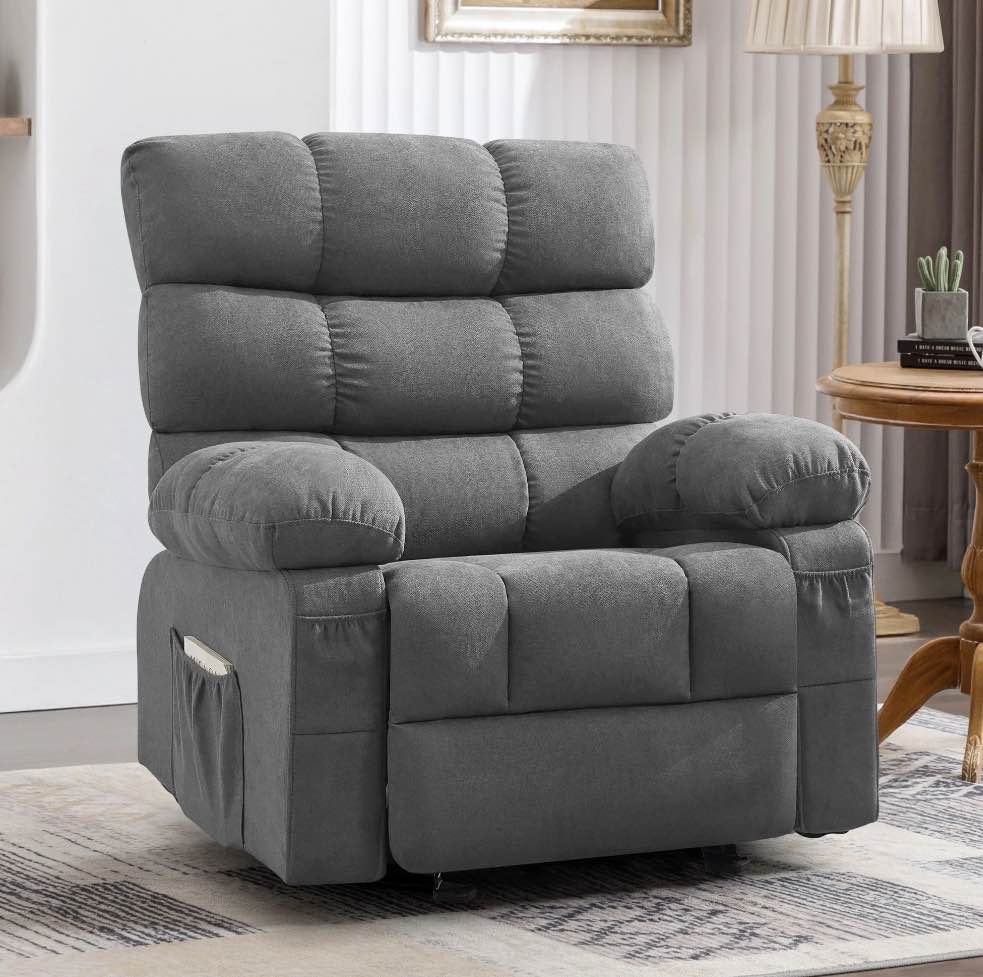 JONPONY Rocker Recliner Chair, Ergonomic Lounge Chair for Living Room,Small Spaces with Rocking Function,Side Pocket,Gray