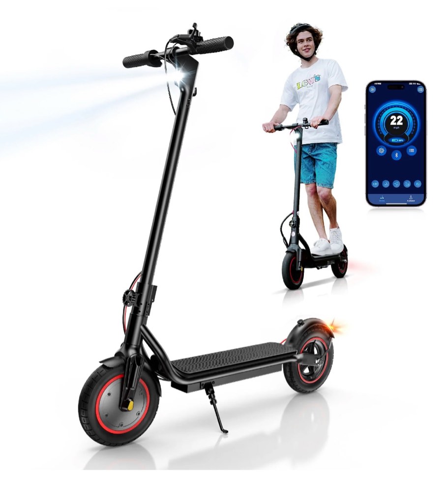 LiteFive 500W Electric Scooter - 10" Tires, Up to 22 MPH & 23 Miles, 3 Speed Modes Foldable Commuter Electric Scooter for Adults
