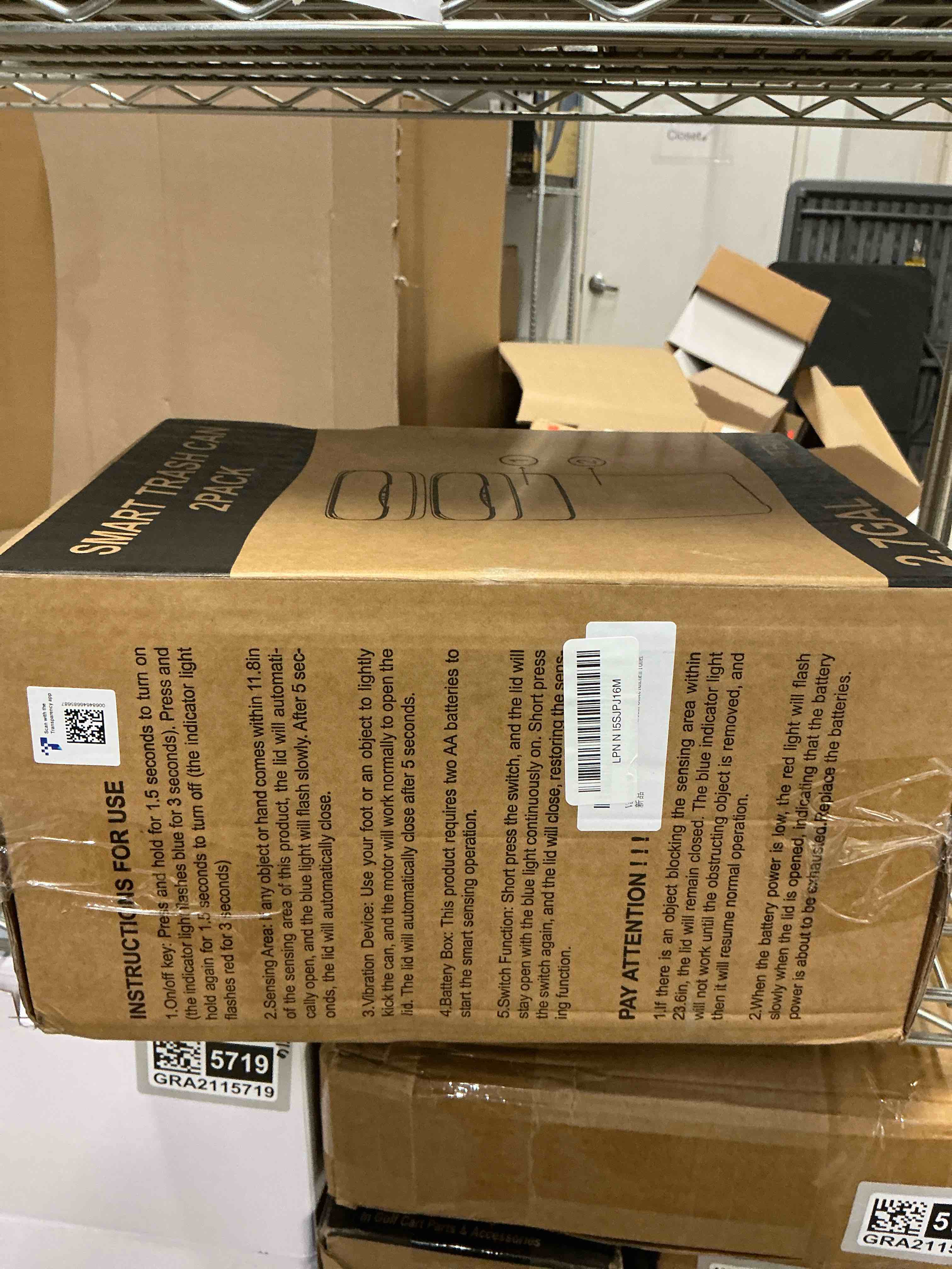 Condition photo showing New/Like New for 2 Pack 2.7 Gal Bathroom Trash Can with Lid, Automatic Trash Can Small Smart Garbage Can Touchless, Slim Motion Sensor Waterproof Plastic Trash Bins for Bedroom Office Kitchen Toilet White 2.7 Gal