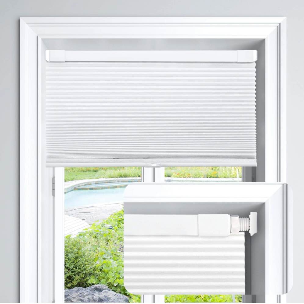 LazBlinds Cordless Cellular Shades, No Tools No Drill Light Filtering Honeycomb Shades Pleated Blinds for Windows, 35'' W x 48'' H, White