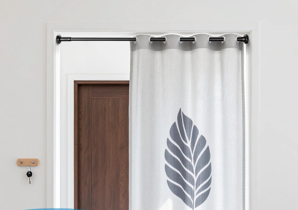 BEAMNOVA 28 -44  Adjustable Tension Curtain Rod  No Drilling Telescopic Tension Rods for Wardrobe Closet Windows Curtains  Black (2 Pack)