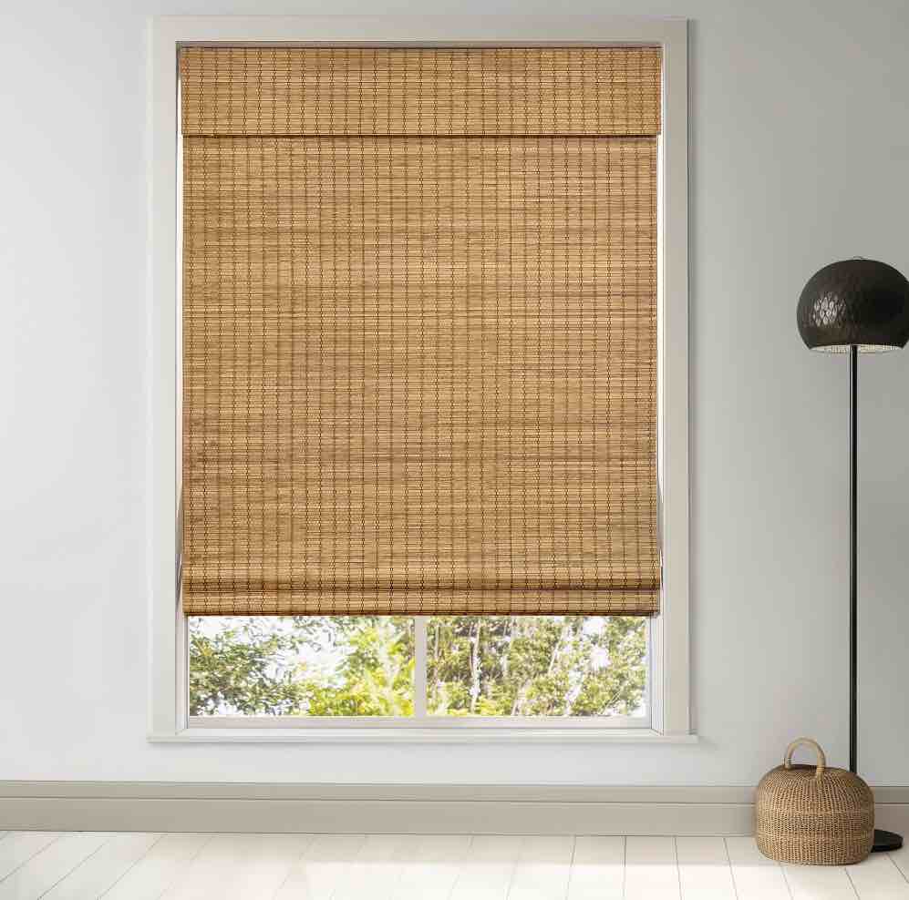 LazBlinds Cordless Bamboo Roman Shades, Privacy Blinds for Interior Windows, Room Darkening Roll Up Bamboo Blinds for Home & Patio, 36" W x 64" H, Highfield Teak