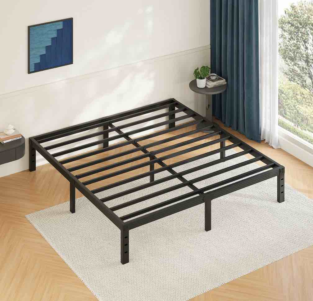 FSCHOS 14 Inch King Size Bed Frame, Heavy Duty Metal Platform, No Box Spring Needed, Easy Assembly, Black