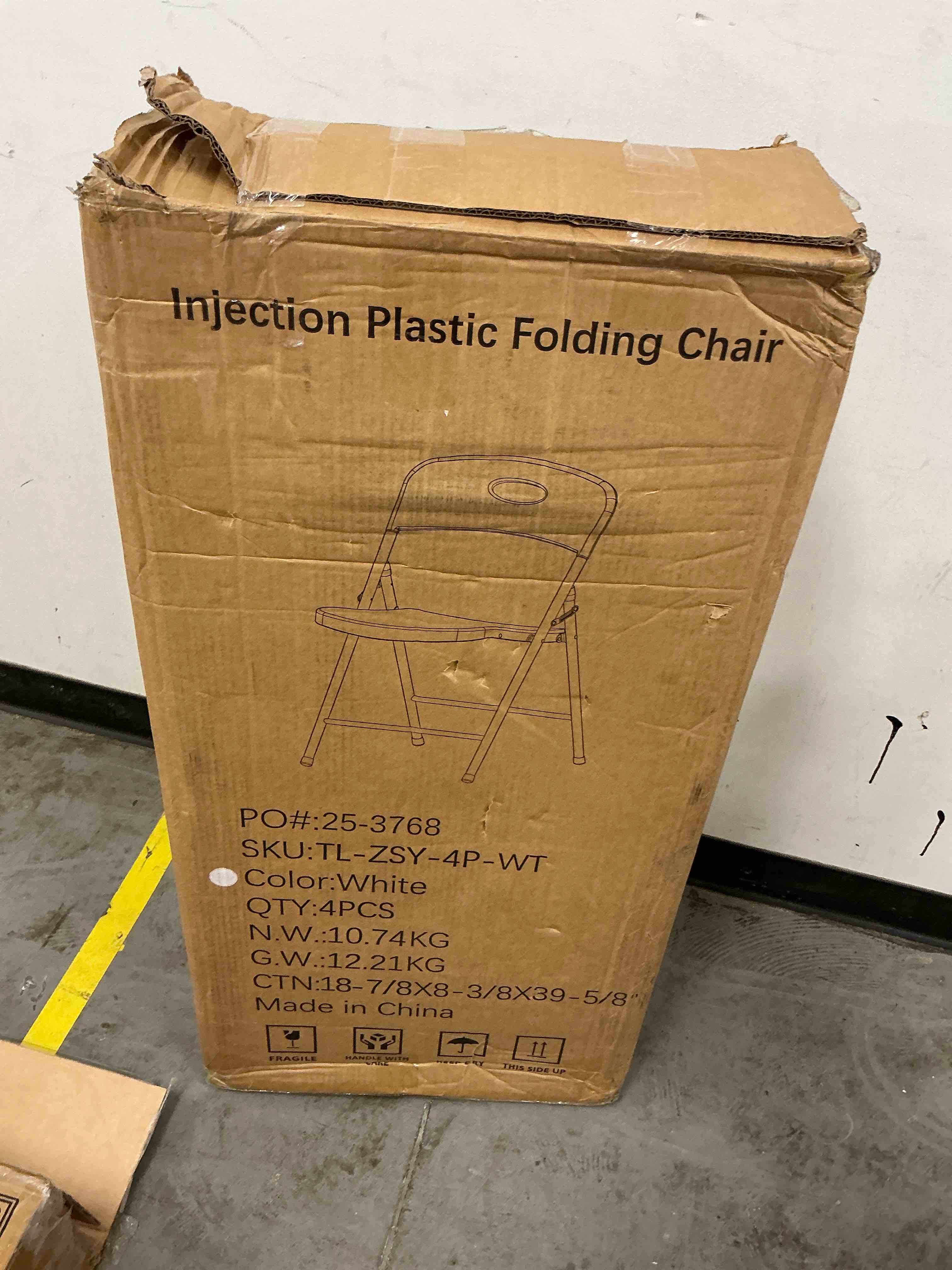 Condition photo showing Good Condition for wasuhe 4 pack white folding chairs with enhanced iron frame, stackable plastic folding chairs for party, wedding, meeting room. weight capacity 350 lbs