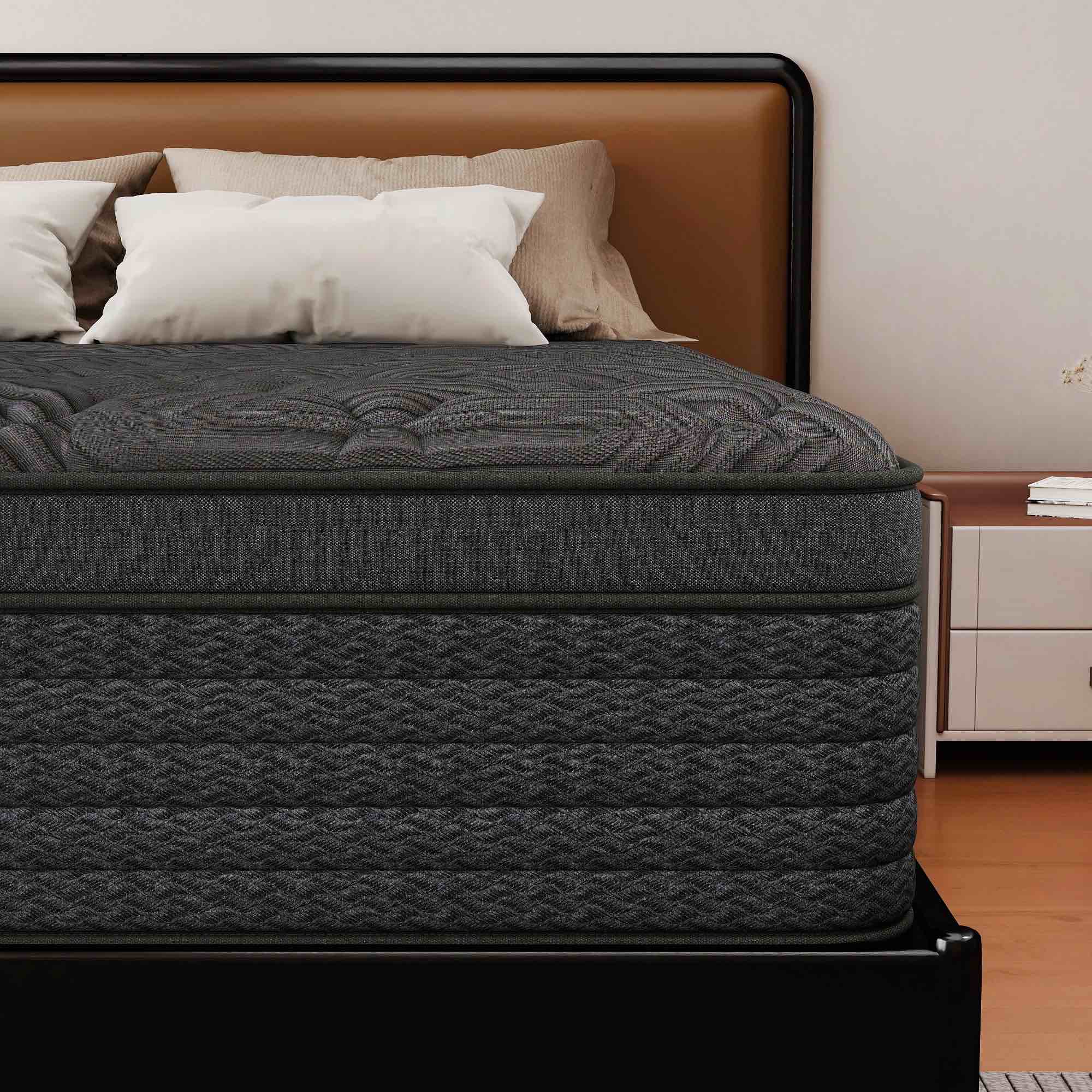 Mokiiya 14 Inch Queen Mattress Gel Memory Foam Pocket Innerspring Hybrid Mattress in a Box Medium Firm  Pressure Relief
