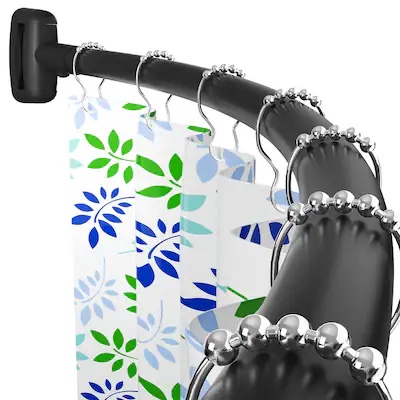 Numhew 45in to 72in L Adjustable 1-Curved Black Shower Curtain Rod