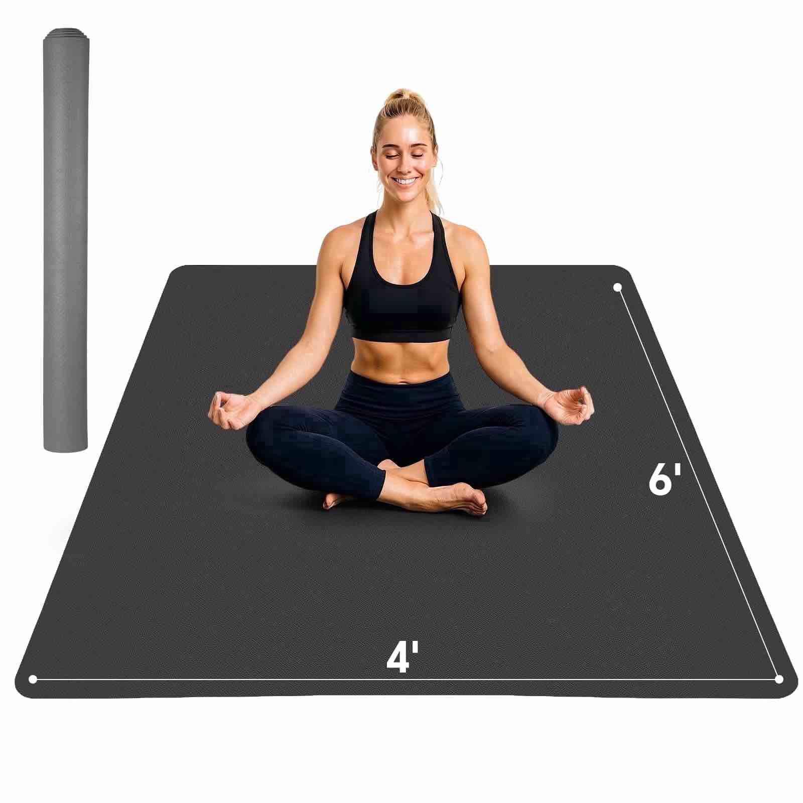 Extra Large Yoga Mat 72"x48" (6'x4') - 1/4" Thick Non-Slip TPE Exercise Mat - Extra Wide Large Workout Mat for Home Gym Flooring, Pilates, Yoga, Fitness - Durable & Eco-Friendly
