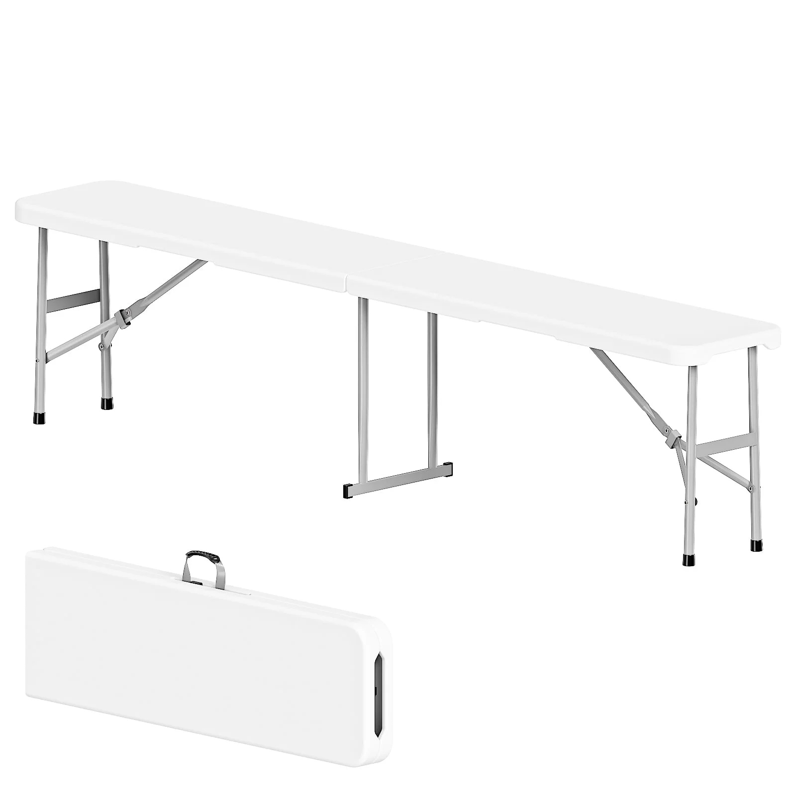 Ktaxon 6' HDPE Portable Folding Bench, Plastics Foldable Bench for Outdoor Party, Picnic, Camping, Wedding Etc, for Outdoor and Indoor, White