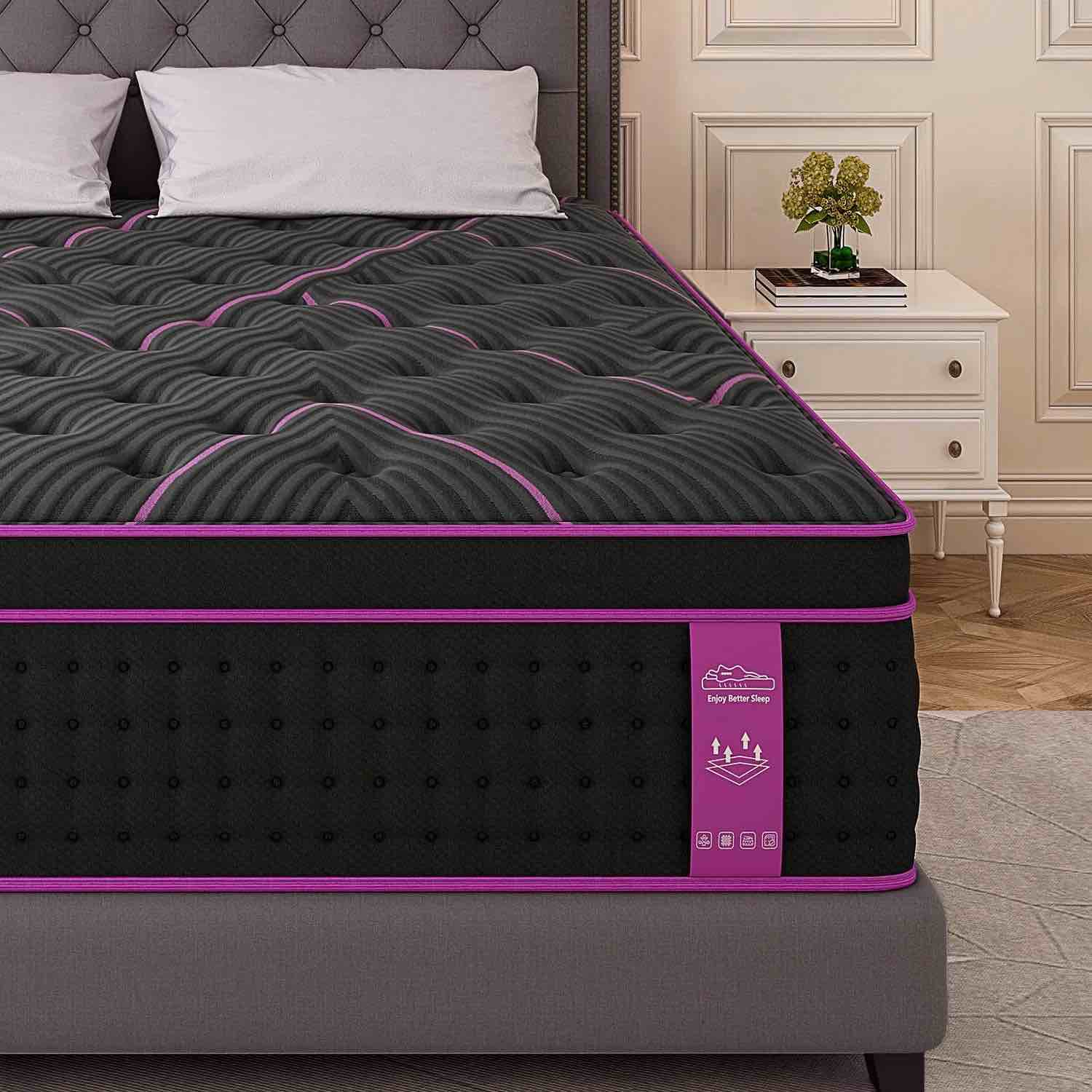 Skyhedon King Size Mattress 14 Hybrid Mattress Medium Firm with Gel Memory Foam Pocket Innerspring for Pressure Relief Motion Isolation Adult