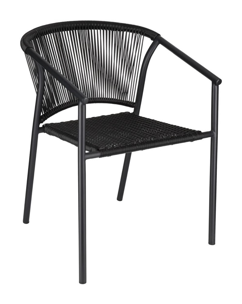 Style Selections Pelham Bay Wicker Stackable Black Steel Frame Stationary Dining Chair
