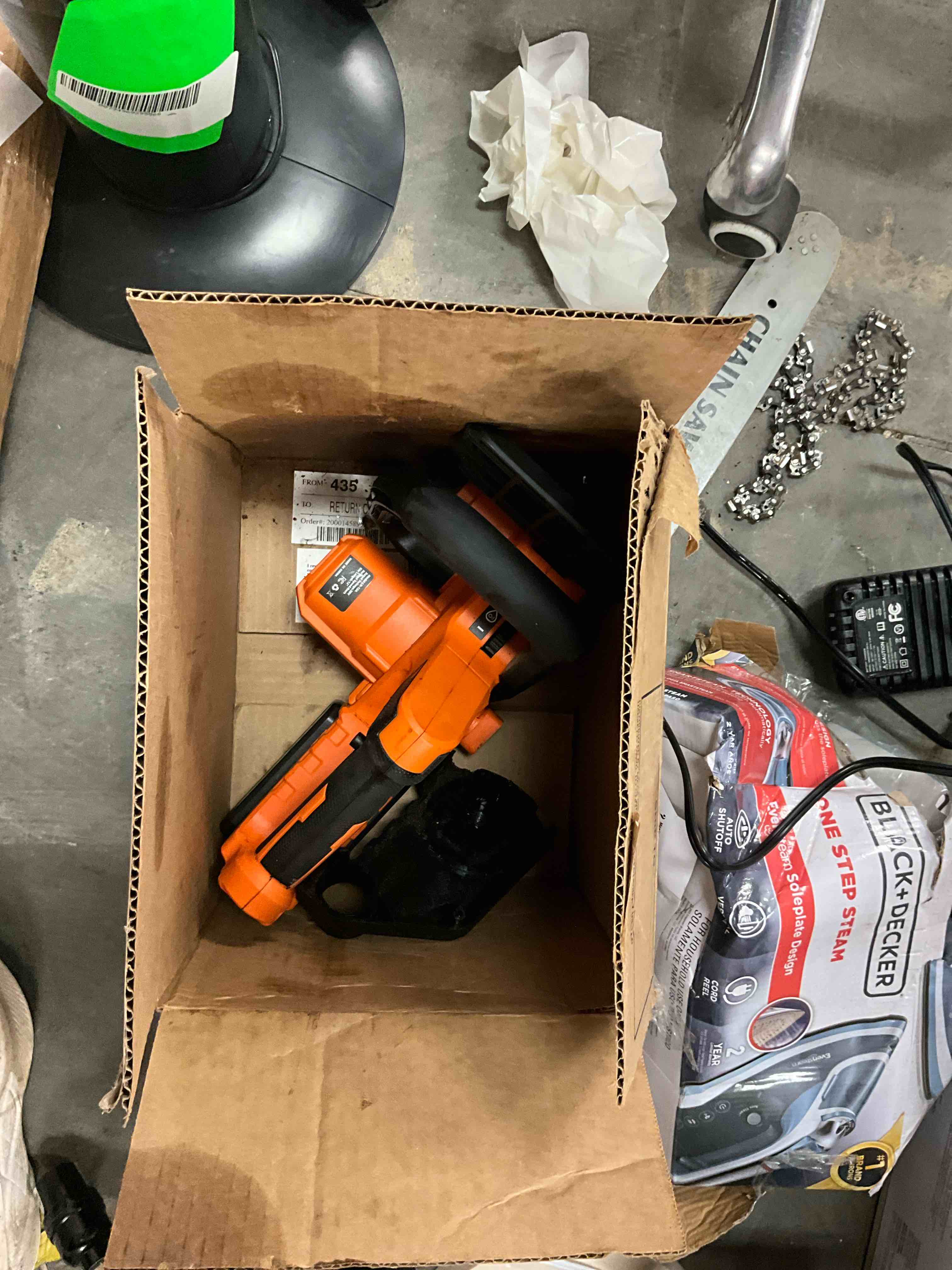Condition photo showing As Is for tacklife chainsaw 20v cordless chainsaw with brushless electric chainsaw-incomplete