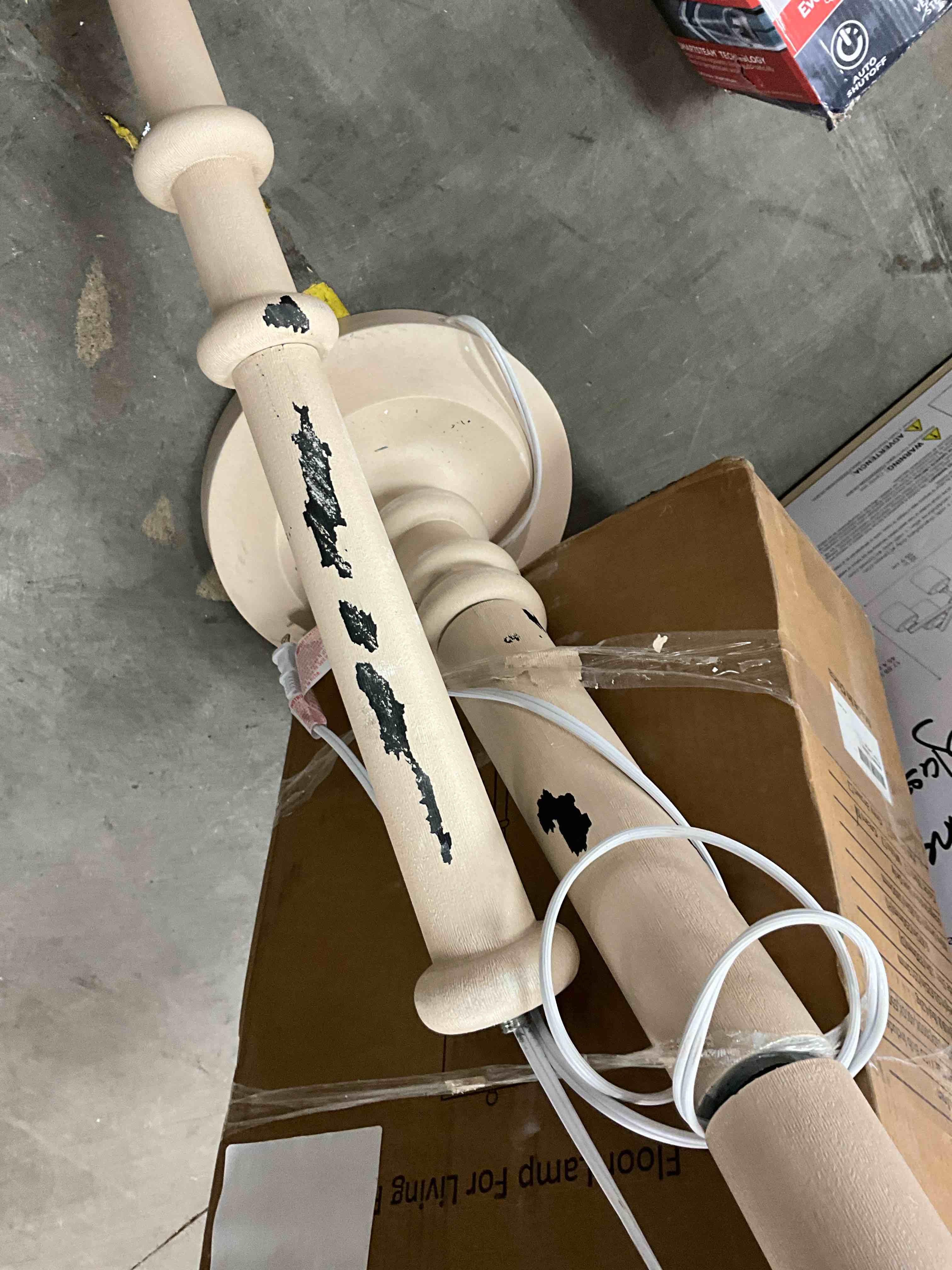 Condition photo showing Good Condition for natyswan floor lamps for living room 3 color temperatures standing lamps with white linen shade 60  vintage tall pole light for reading  bedroom bulb included