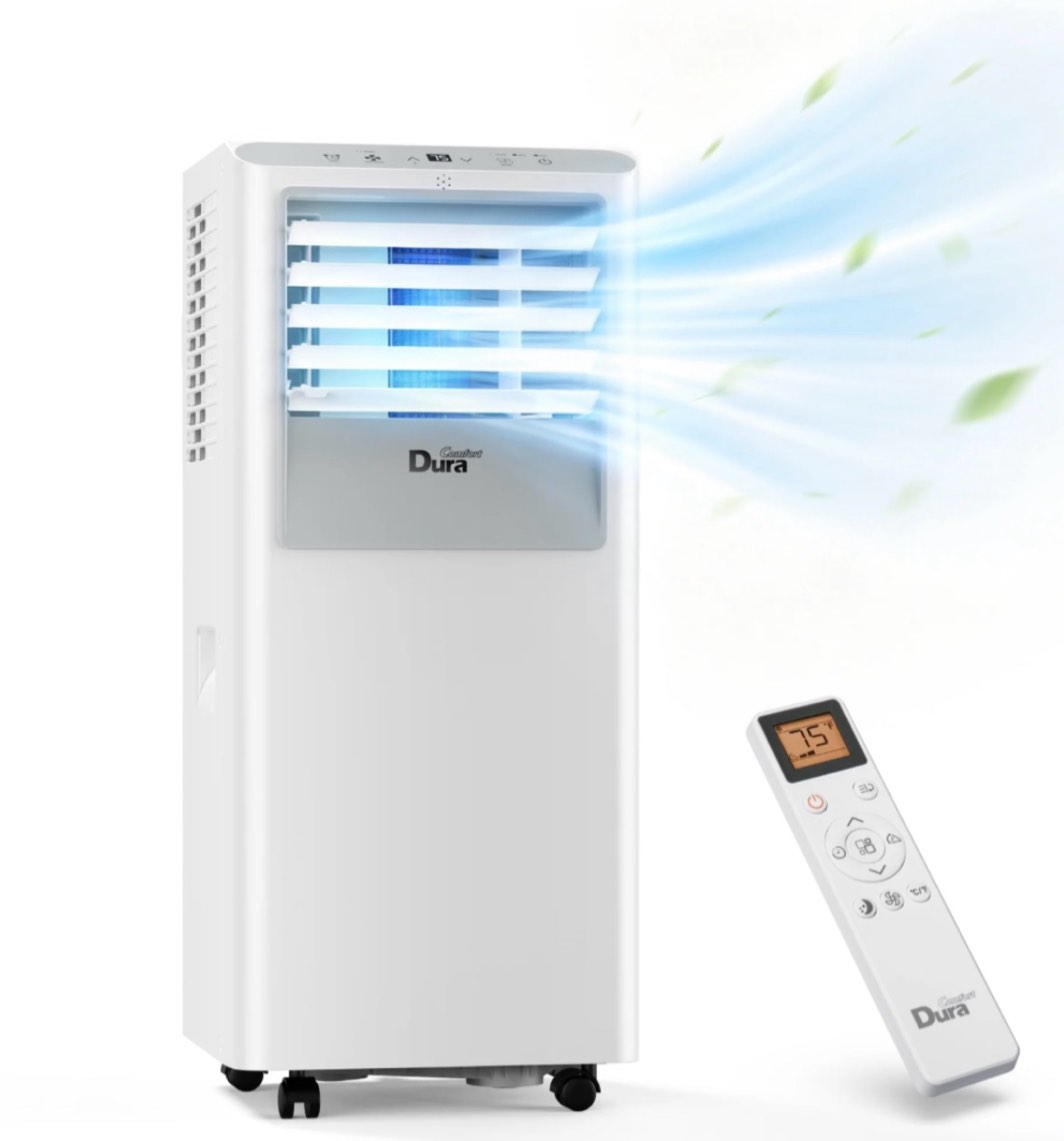 DuraComfort 8500 BTU Portable Air Conditioner for Room up to 230 Sq.Ft  3-in-1 Portable AC Unit with Dehumidifier & Fan  Remote Control  Timer  Easy Install