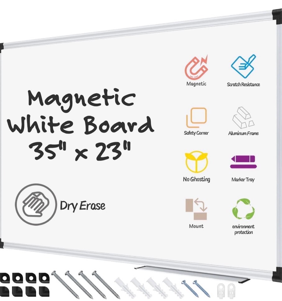 AGCAN Dry Erase Board 23" x 35" Magnetic Whiteboard 3'x2' Dry White Marker Board School Supplies