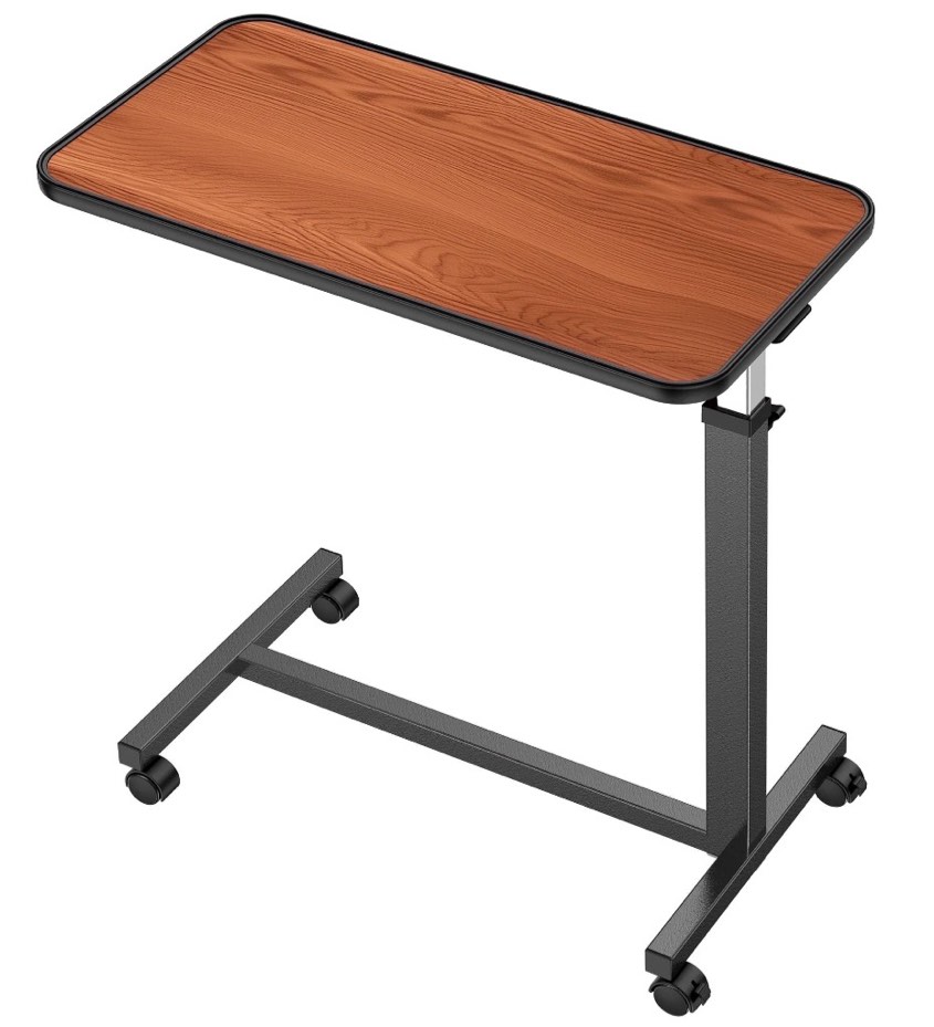 KEKOY Overbed Table with Wheels, Easy Height Adjustable Bedside Table for Bed for Elderly, Rolling Bed Tray Table for Eating & Reading, Stable Support for Medical Home Care and Hospital Use