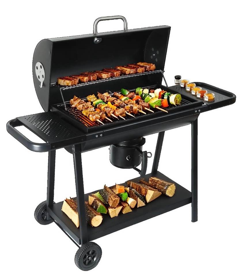 laraVist Barrel Charcoal Grill with 608.4 SQ In Cooking Area, Adjustable Airflow & Portable Wheels
