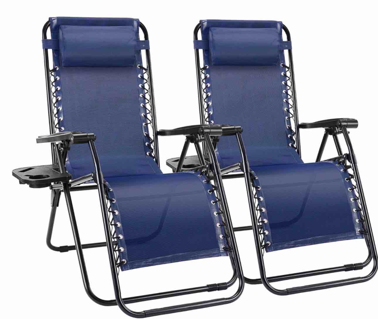 EDX Zero Gravity Chair Outdoor Lounge Chair?Suitable for Beach Terrace Pool Patio  Blue 2-Pack