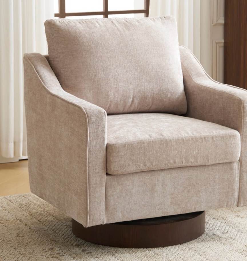 Ktaxon 360° Swivel Accent Chair Soft Chenille Fabric Arm Chair High Resilience Cushion Ideal for Living Room  Bedroom Furniture Khaki