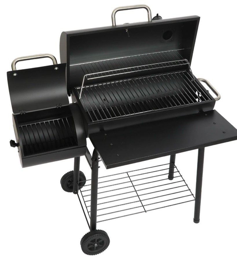 laravist charcoal offset smoker grill, dual-zone bbq with thermometer & wheels, family-size 512 sq.in