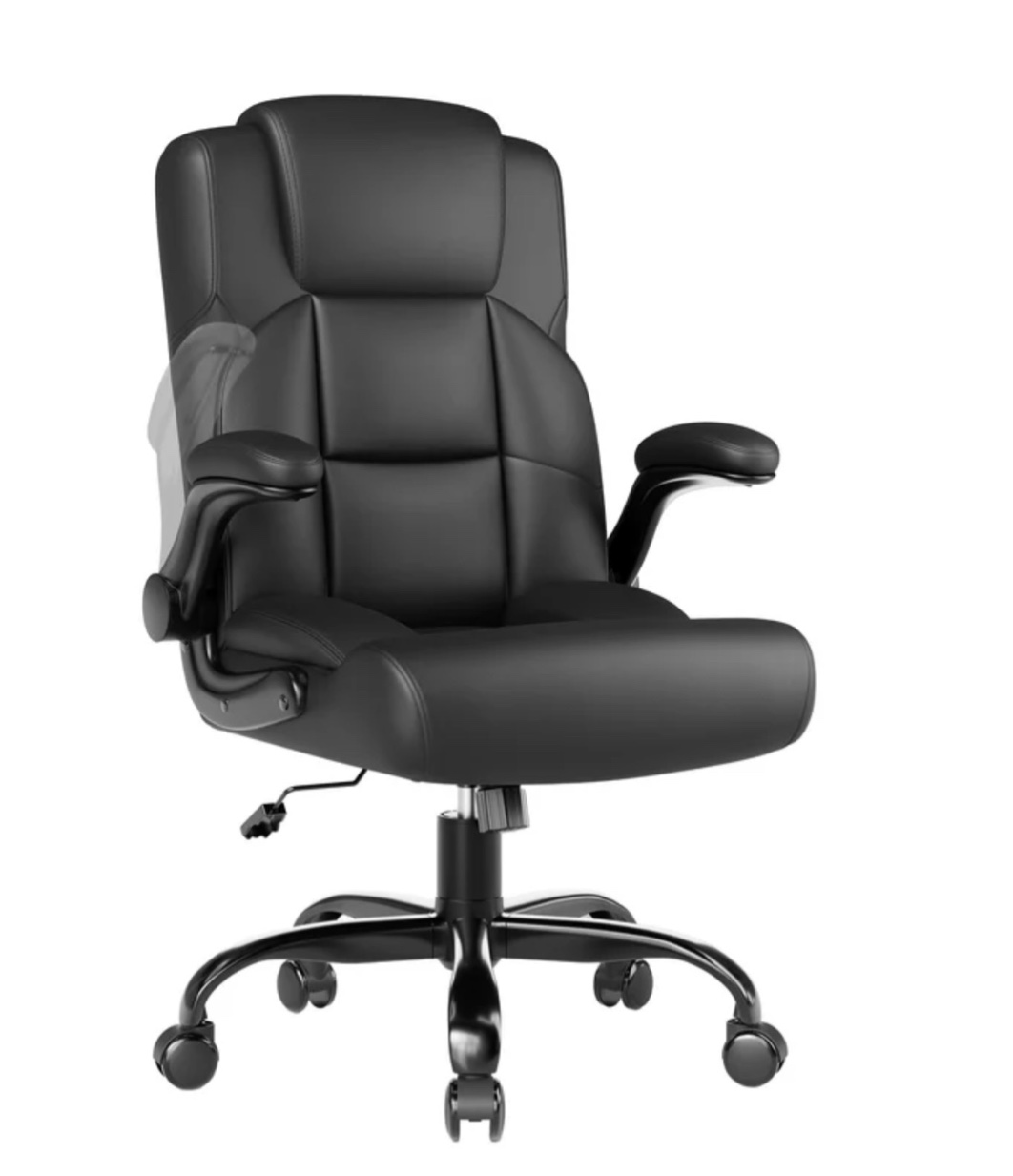 jonpony leather office chair, big and tall office chair 400lbs wide seat ergonomic computer desk chair high back executive leather chair adjustable task chair lumbar back with 1-year warranty, black