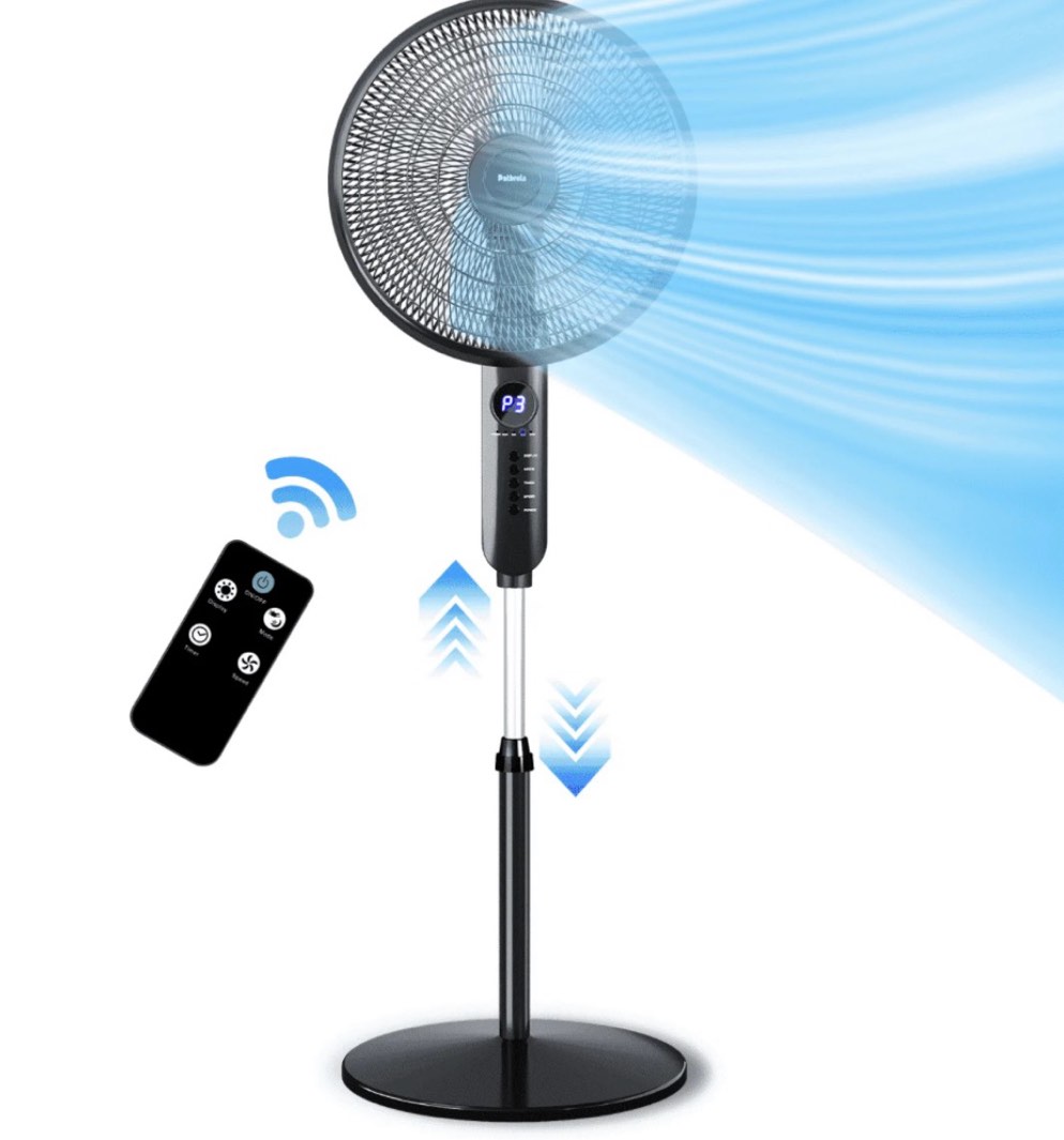 16 oscillating pedestal fan with remote 3-speed stand up fan with adjustable height and tilt less noise cooling fan for home office room bedroom