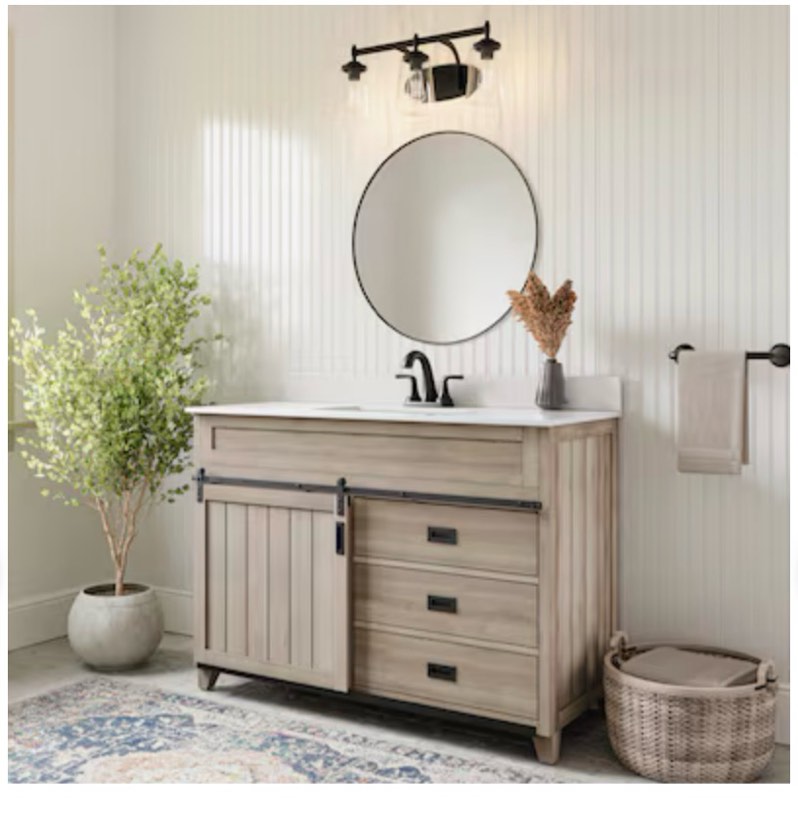 70+ bought last week style selections morriston 48-in light natural oak undermount single sink bathroom vanity with