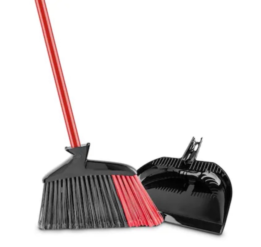 libman 14-in poly fiber multi-surface angle with dustpan upright broom