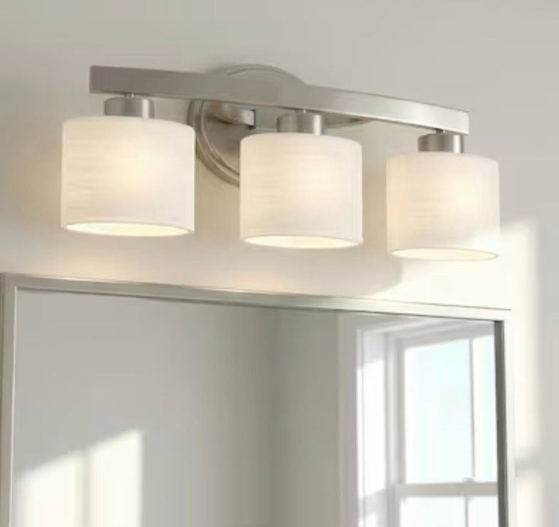 allen + roth merington 21.5-in 3 light brushed nickel transitional bathroom vanity light