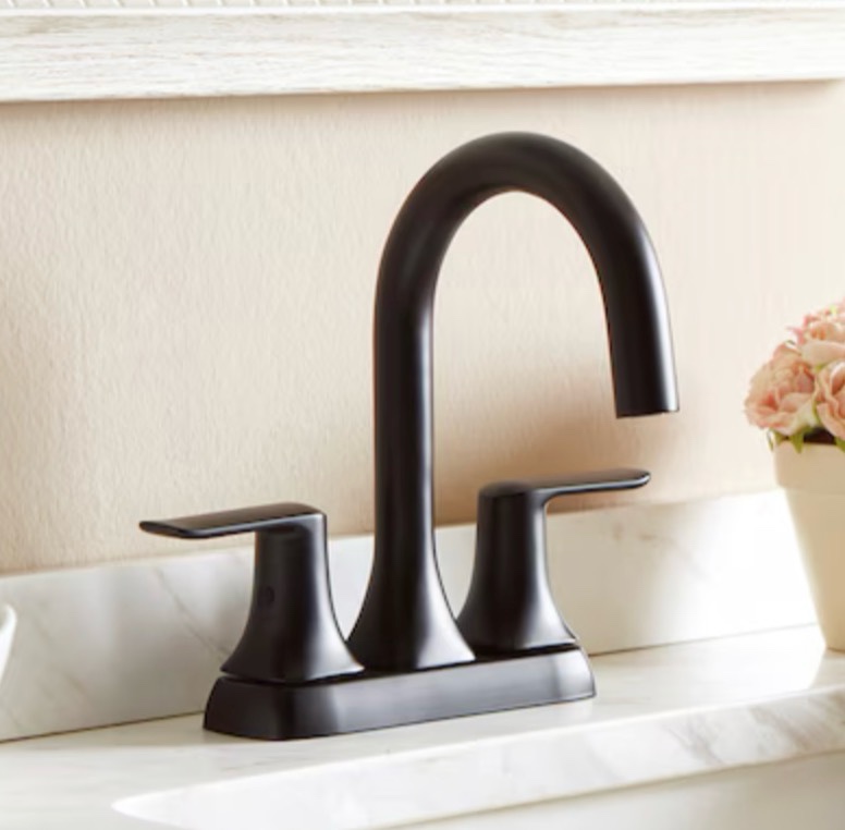 100+ bought last week allen + roth dunmore matte black 4-in centerset 2-handle watersense high-arc residential handle