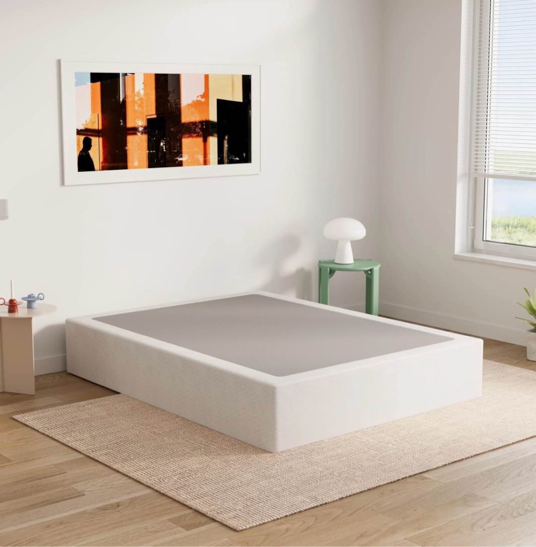 uliesc 9 inch king metal box spring, sturdy mattress foundation, fabric cover included, easy assembly
