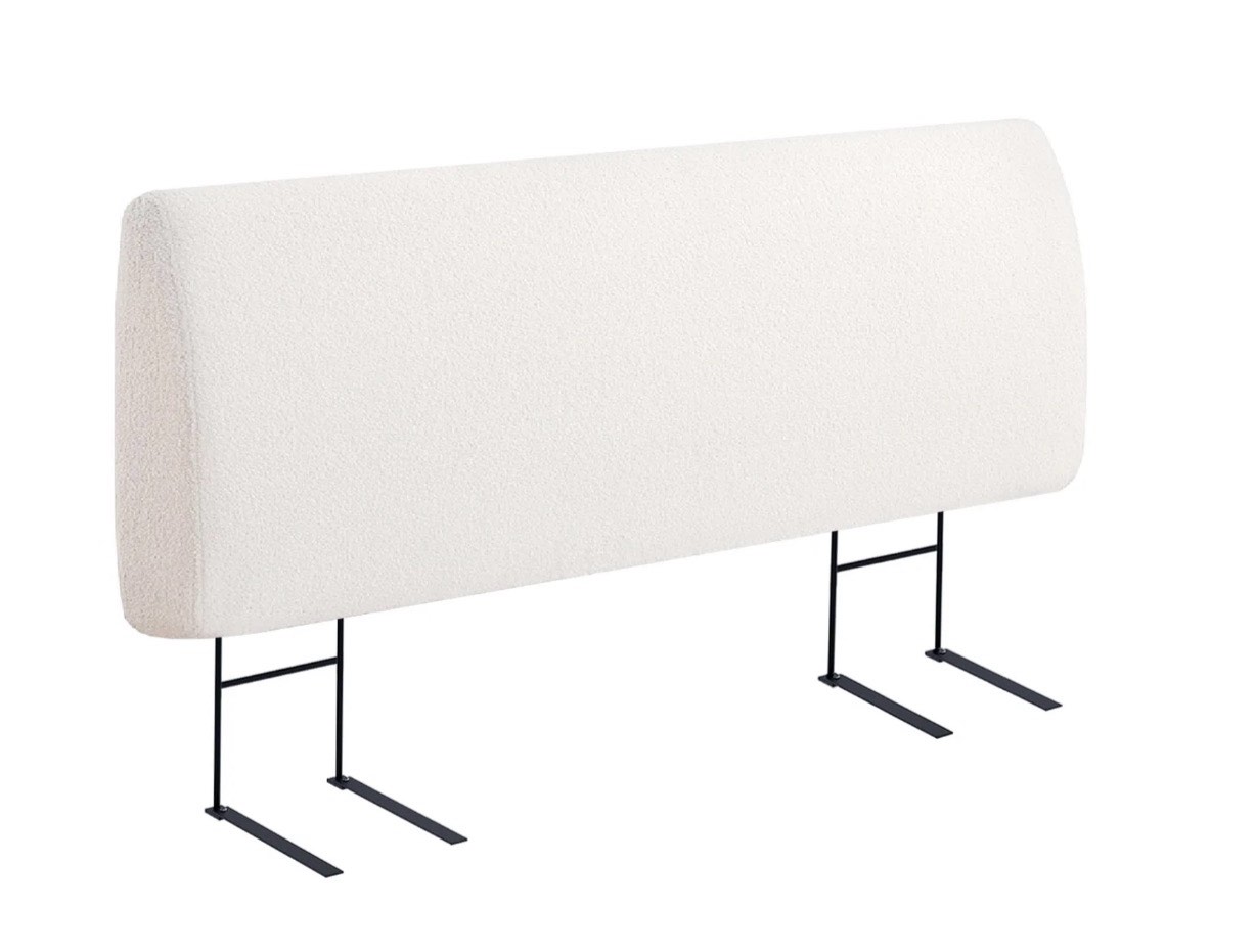 pinmoco upholstered foam headboard for king bed, height adjustable and ergonomic head board, teddy velvet white