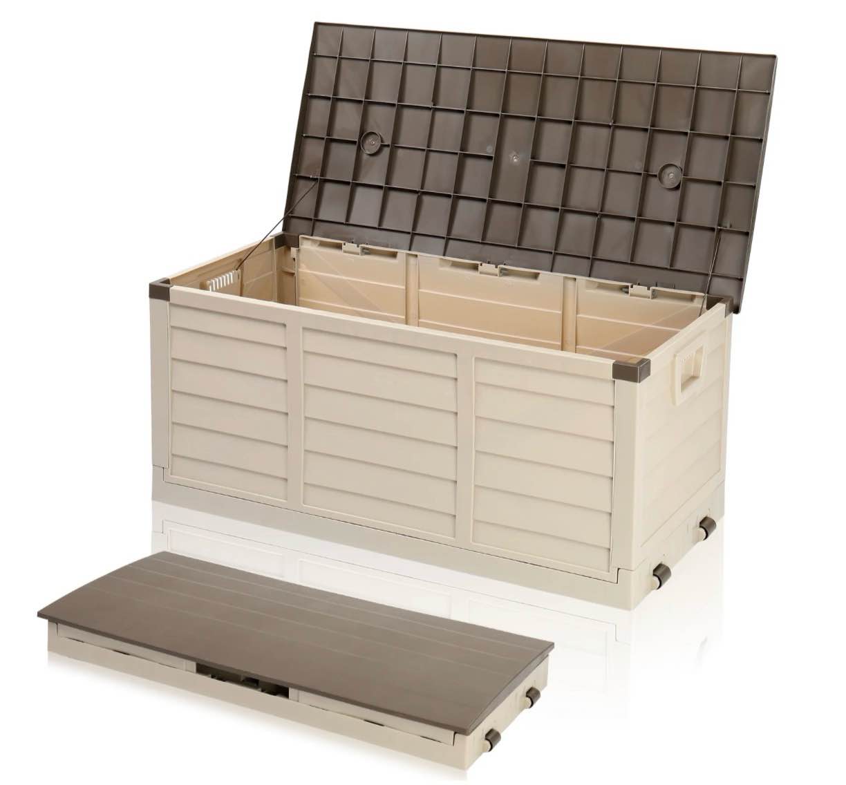 ktaxon 75gal outdoor garden plastic storage deck box chest tools cushions toys brown 44x21.3x19.3 inches