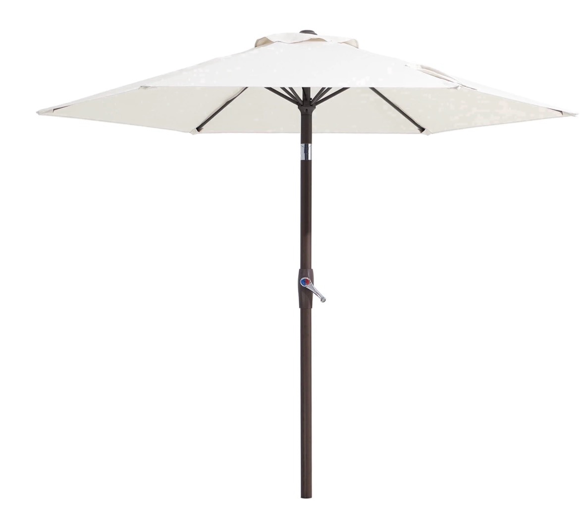 napwant 7.5ft patio umbrella, 6 sturdy ribs outdoor table umbrella with push-button tilt & crank for garden, deck, and pool white