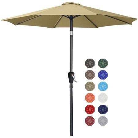 2 abccanopy 9ft outdoor market hand push patio umbrella khaki