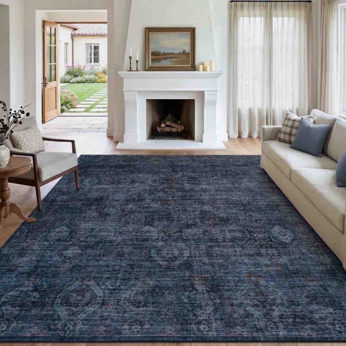 sixhome 8 x10  area rugs for living room modern area rugs machine washable rugs blue