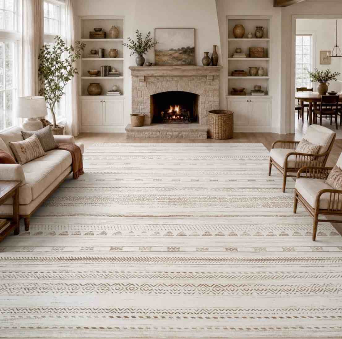 vunate 5'x7' area rugs for living room washable rugs boho moroccan area rug soft neutral geometric bohemian carpet distressed indoor rug for bedroom dining room office foldable nonslip rug brown
