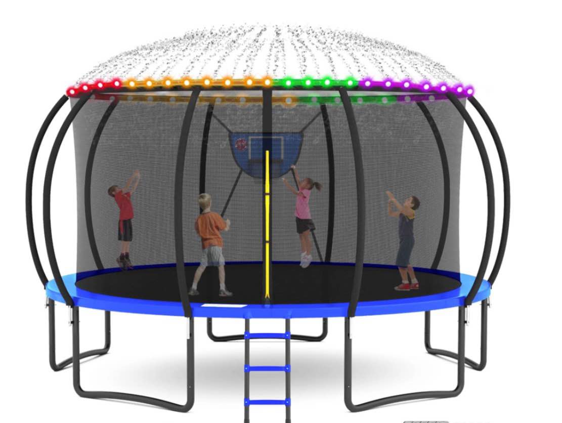 gvdv 16' outdoor recreational trampoline, backyard pumpkin trampoline for kids & adults ( box 2 of 2 )