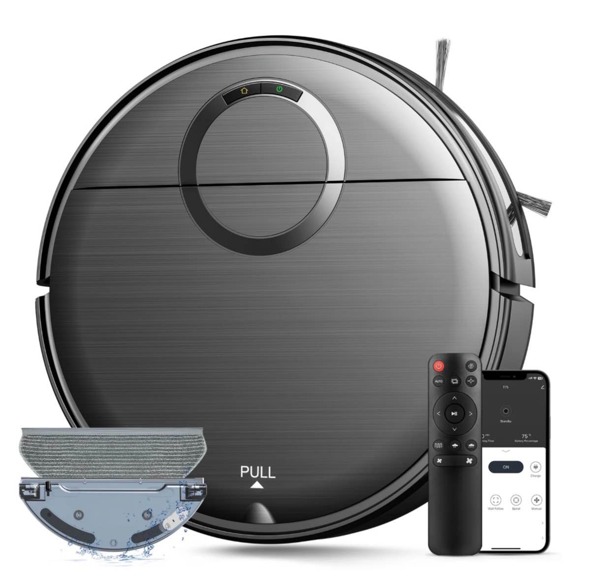 goovi robot vacuum and mop combo, robotic vacuum cleaner with schedule, wi-fi/app/remote, self-charging, slim, ideal for hard floor, pet hair