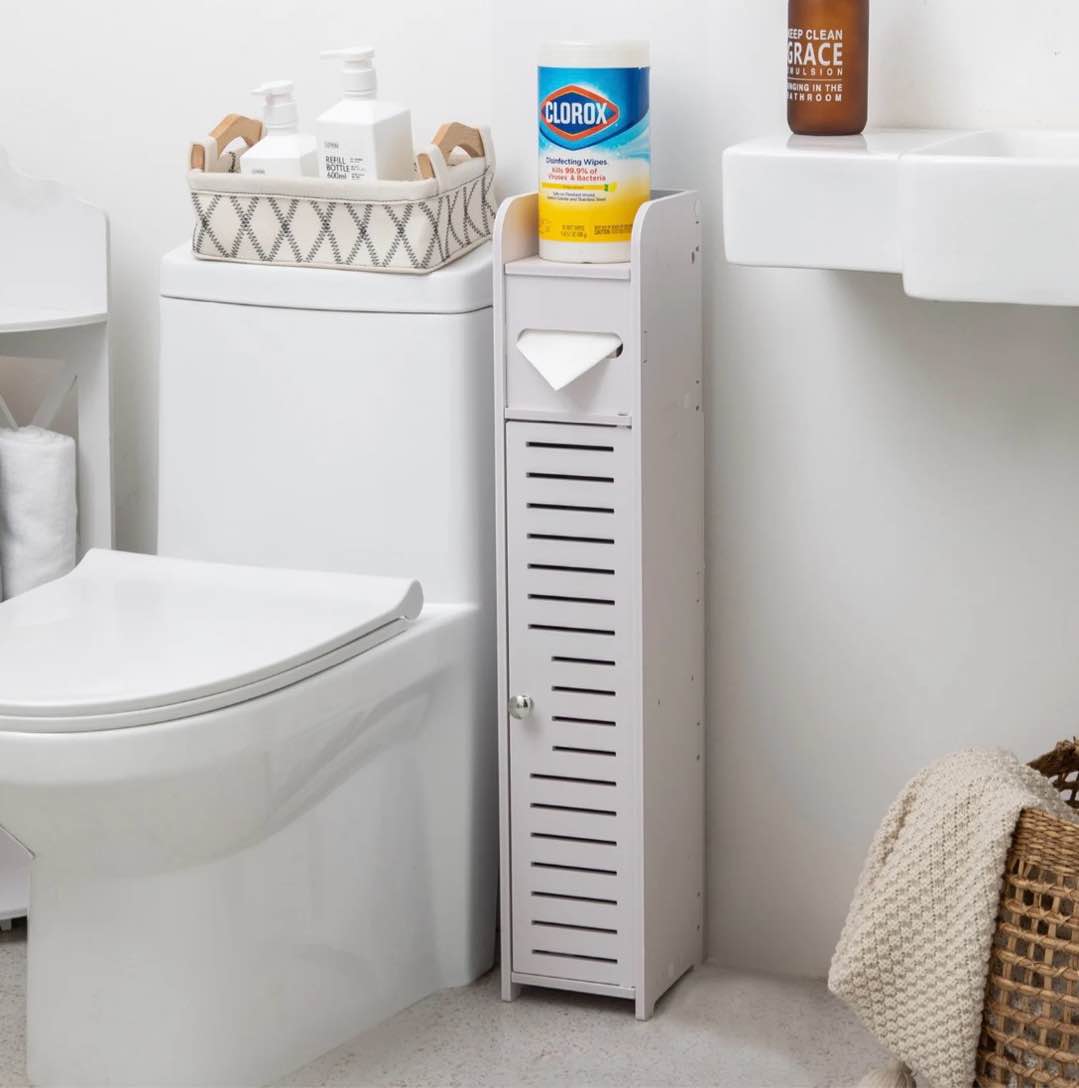 toilet paper holder stand small bathroom storage cabinet for toilet paper storage toilet paper stand waterproof for small spaces white by aojezor