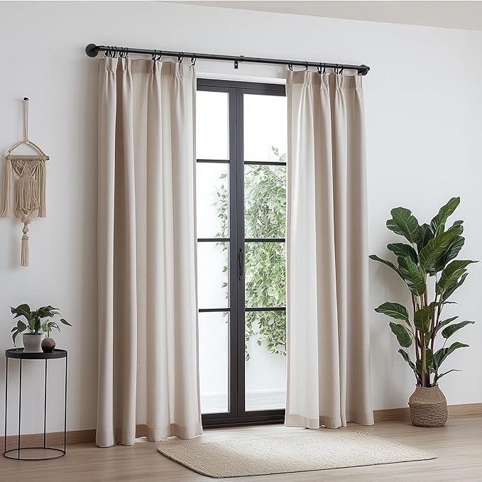 1 inch industrial wrap around curtain rods, black, 72"-144" | adjustable blackout design, indoor/outdoor use, room divider, heavy duty iron material, for windows 72 to 144