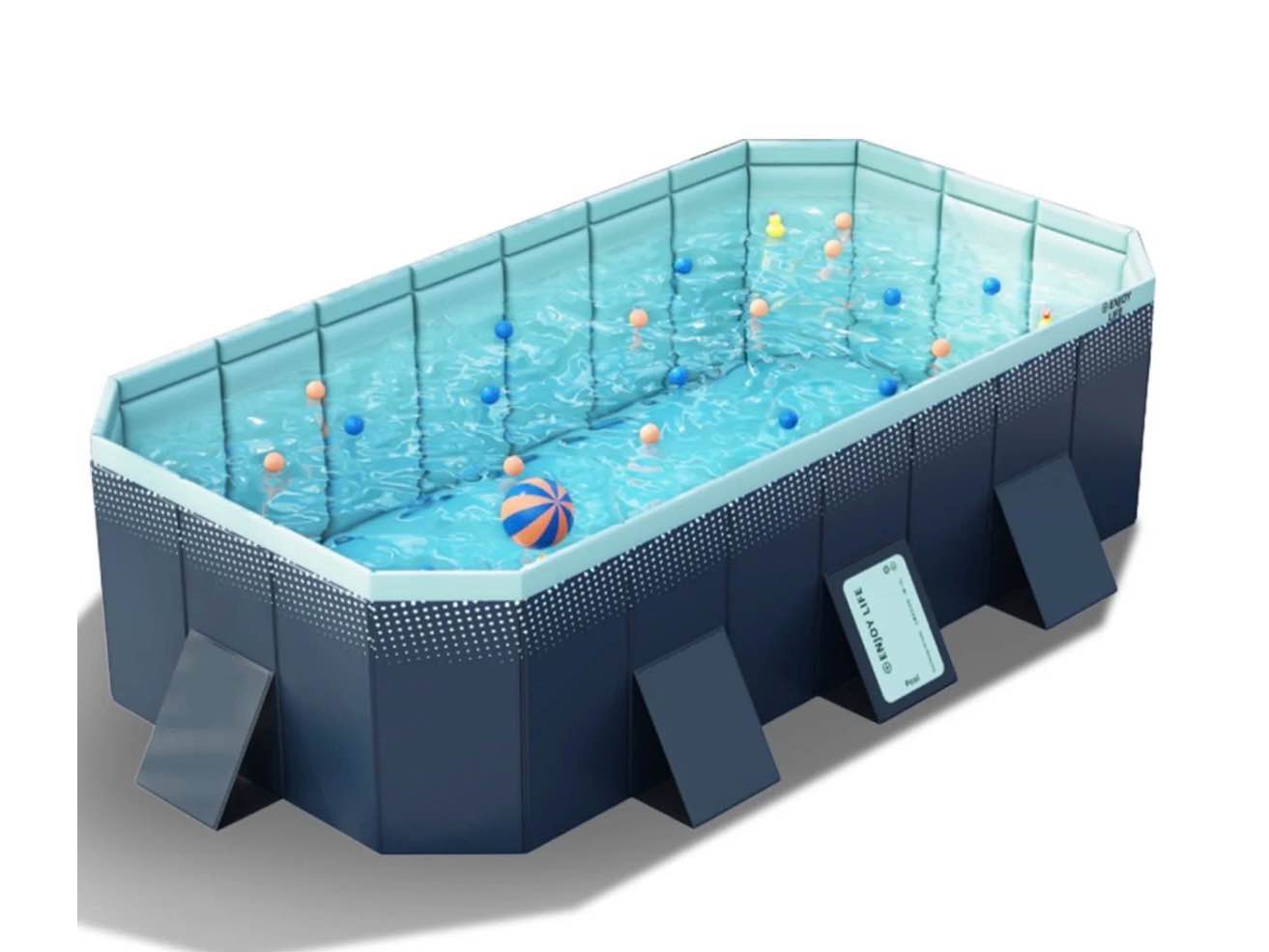 hurber foldable swimming pool large non-inflatable adults kiddie outdoor pools blue 113 x 66 x 20
