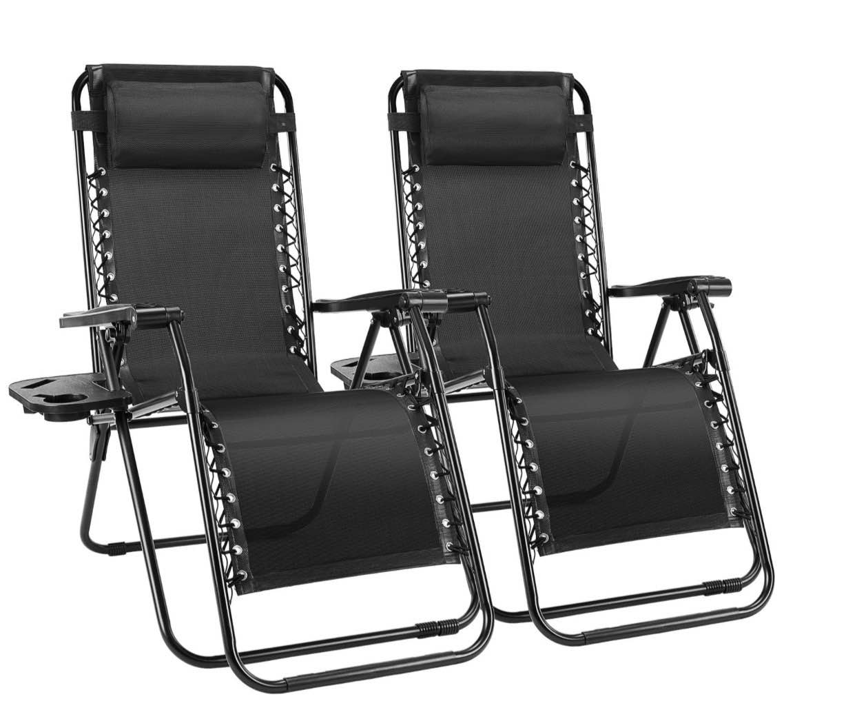 edx zero gravity chair outdoor lounge chair?suitable for beach terrace pool patio black 2-pack